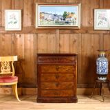 Mahogany and marble toilet chest of drawers - louis philippe period 19th century