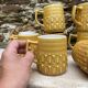 Vintage BP ceramic mugs from the 1970s.