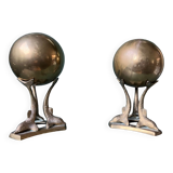 Mid century brass bookends dolphins with ball, france, 1950s