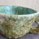 Stoneware bowl with handles, signed handmade ceramic.