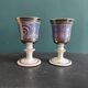 Set of 2 large ceramic glasses in blue and silver