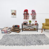 Wool gray turkish runner rug 262x96cm