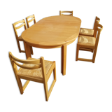 Table et 6 chaises en orme massif