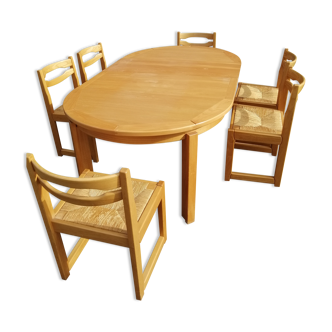 Table et 6 chaises en orme massif