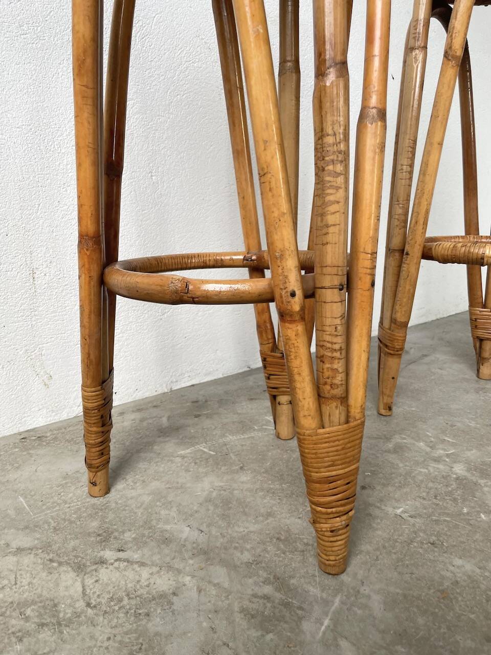 Pair of high rattan stools