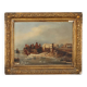 Ancient painting of a winter scene, oil on canvas, Northern Europe, 800s.