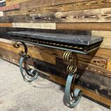 Art Deco marble and wrought iron console