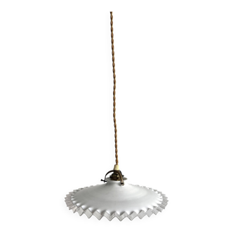 White opaline lace pendant light