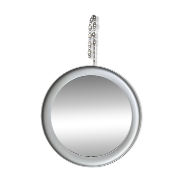Grand miroir rond en métal brossé  Sergio Mazza pour Artemide, années 60-70