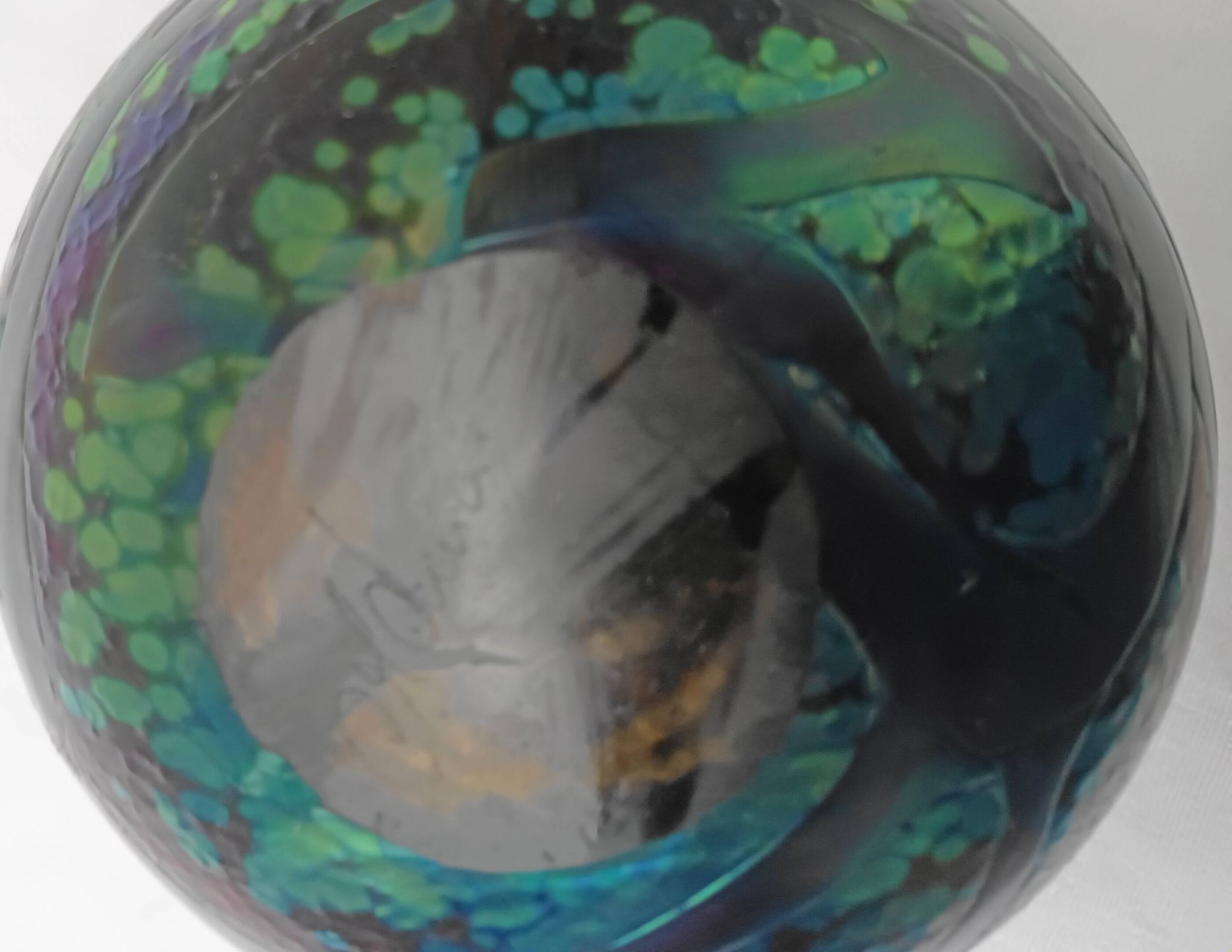Vase boule en verre de murano signé melina
