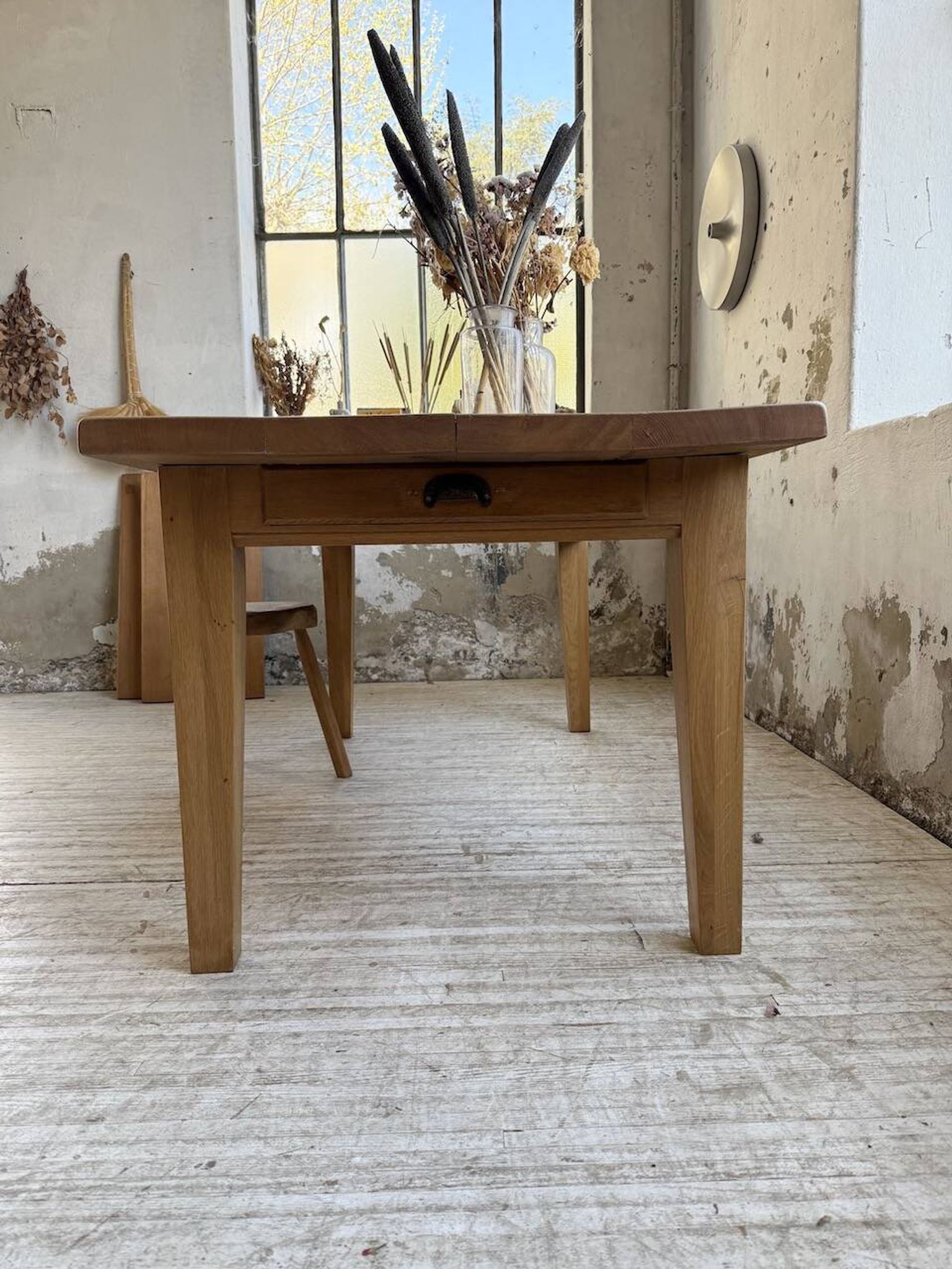 Table de ferme extensible en chêne massif