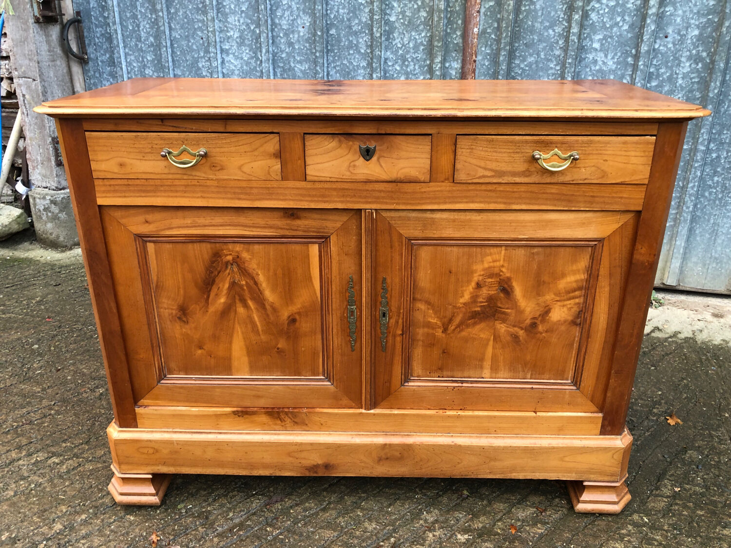 Antique low sideboard in solid cherry wood
