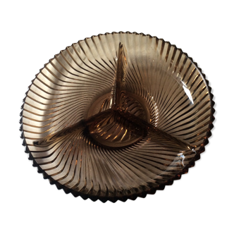 Plat à compartiments verre brun de véropa  floride france  inspiré du "op art"