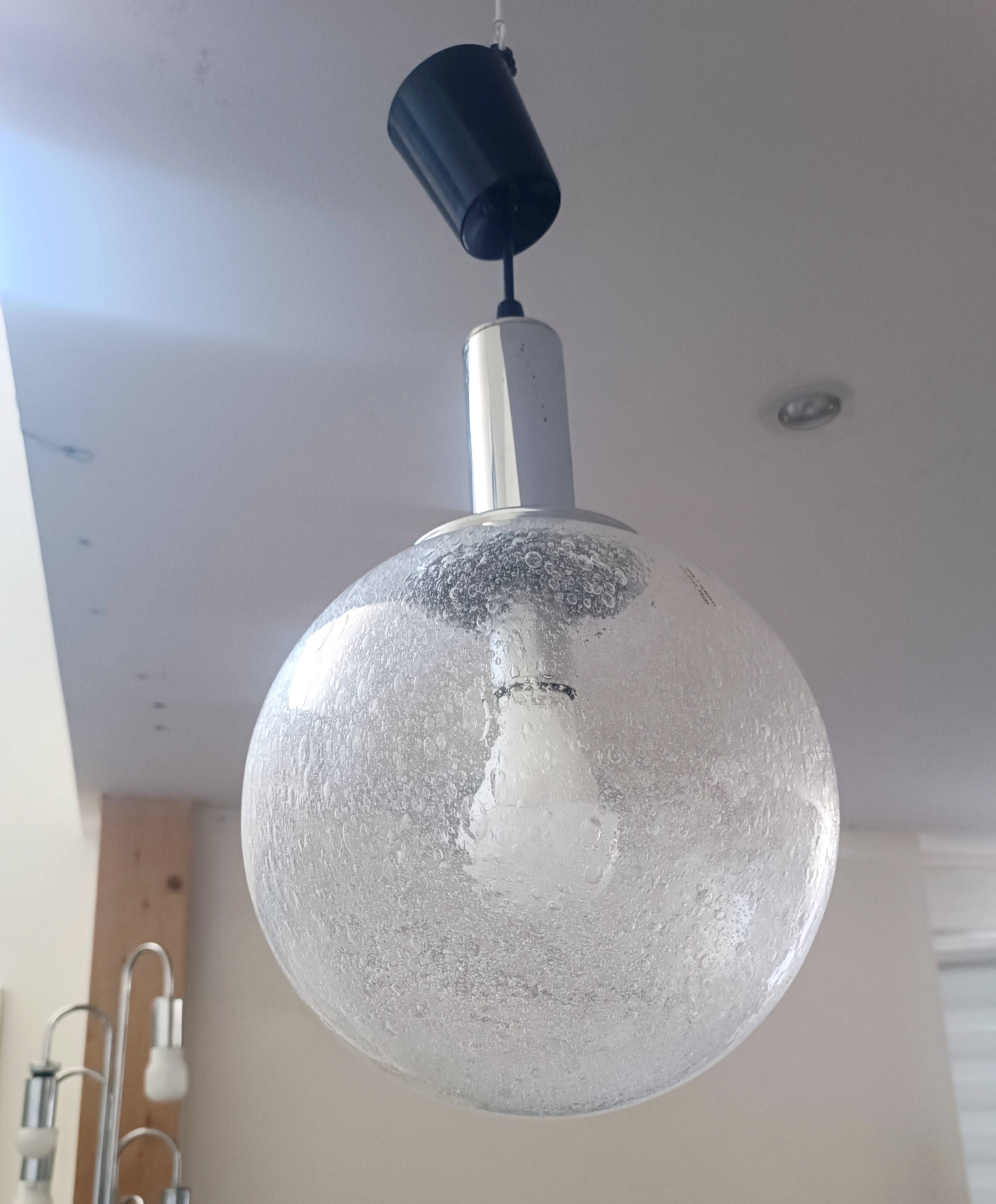 Suspended Lamp Murano Ice Glass by Targetti Sankey 1970s