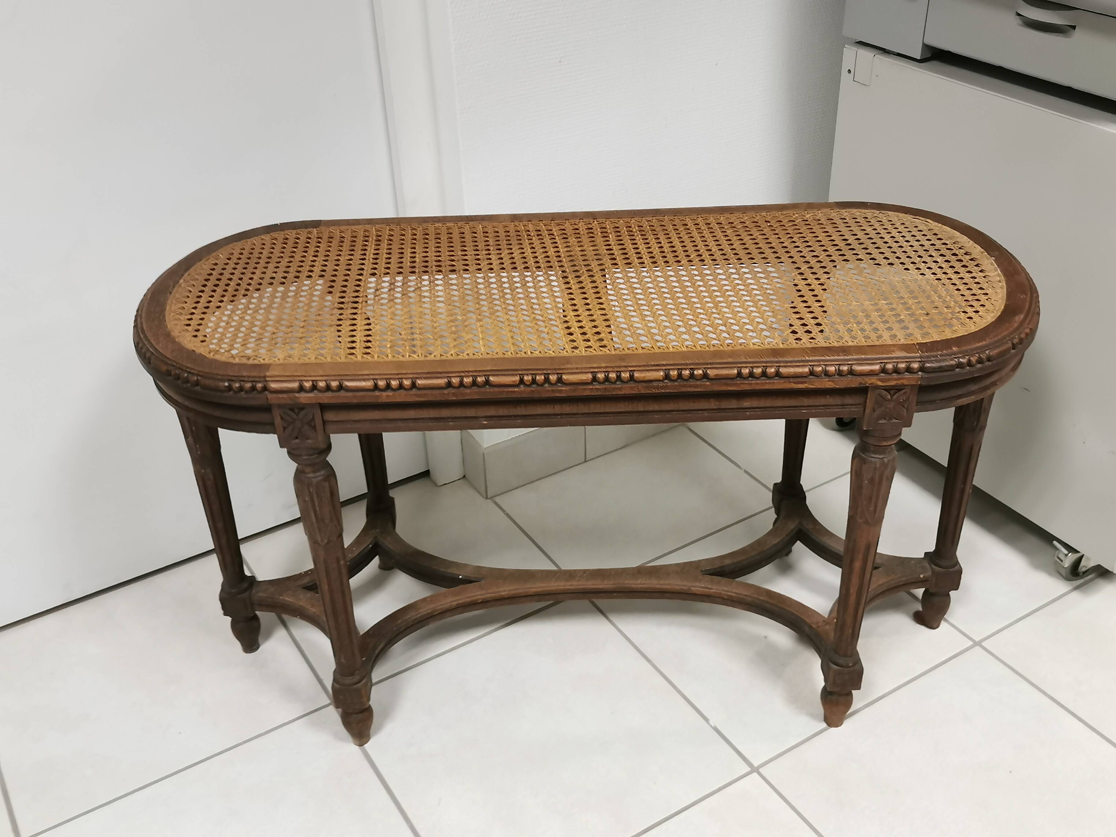 Entrance bench, louis xvi style piano bench, seat cannée