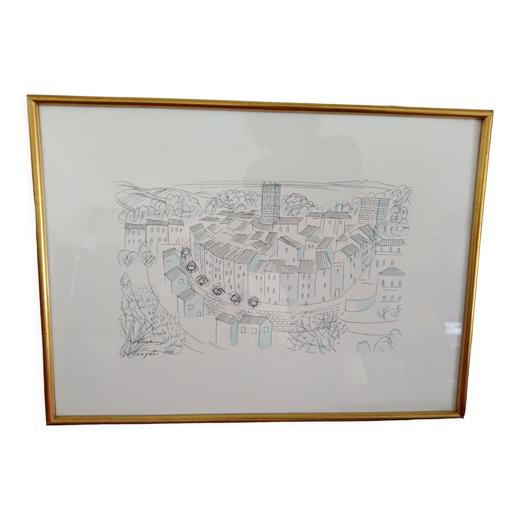 Watercolor drawing of Saint Paul de Vence by Vincent Gayet.