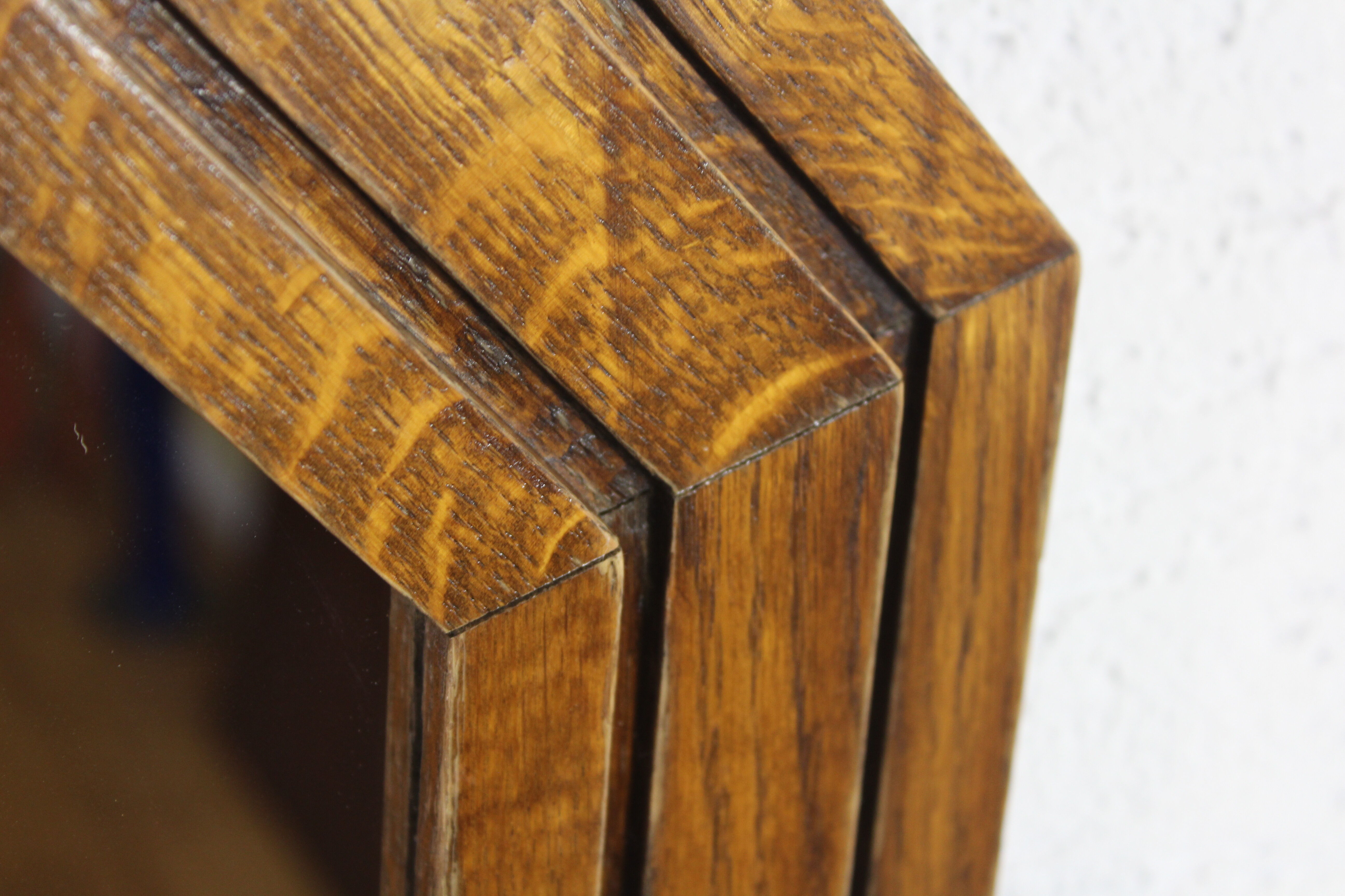 Octagonal oak mirror