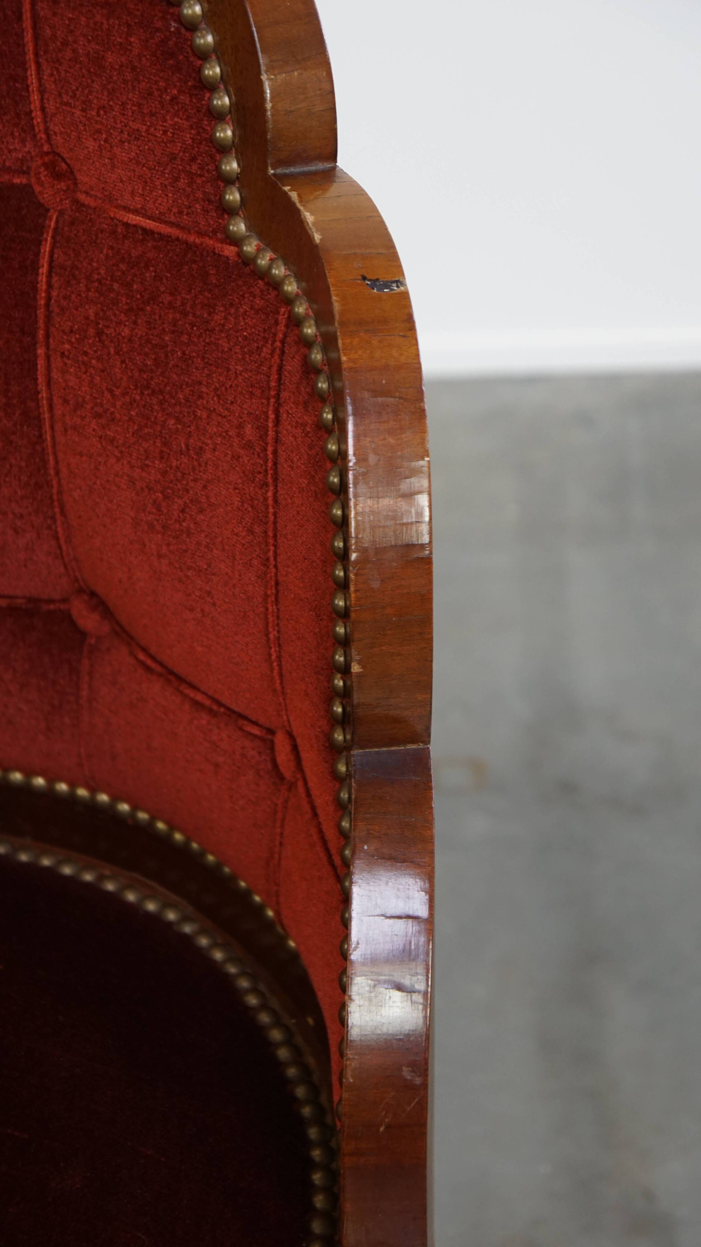 Art Deco “clouds” dining room/side chair with luxurious red upholstery