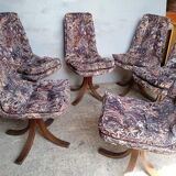 Series of 6 Scandinavian ergonomic and rotating chairs circa 1975