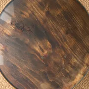 Vintage round wooden side table – Sculptural base – Art Deco style