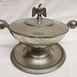 Pewter covered cup dish decorated with an imperial eagle empire napoleon