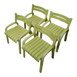 Ensemble de 4 chaises de salle à manger en contreplaqué courbé, années 1960