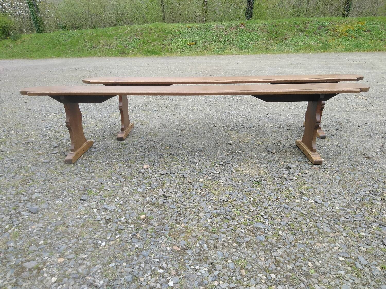Pair of oak benches