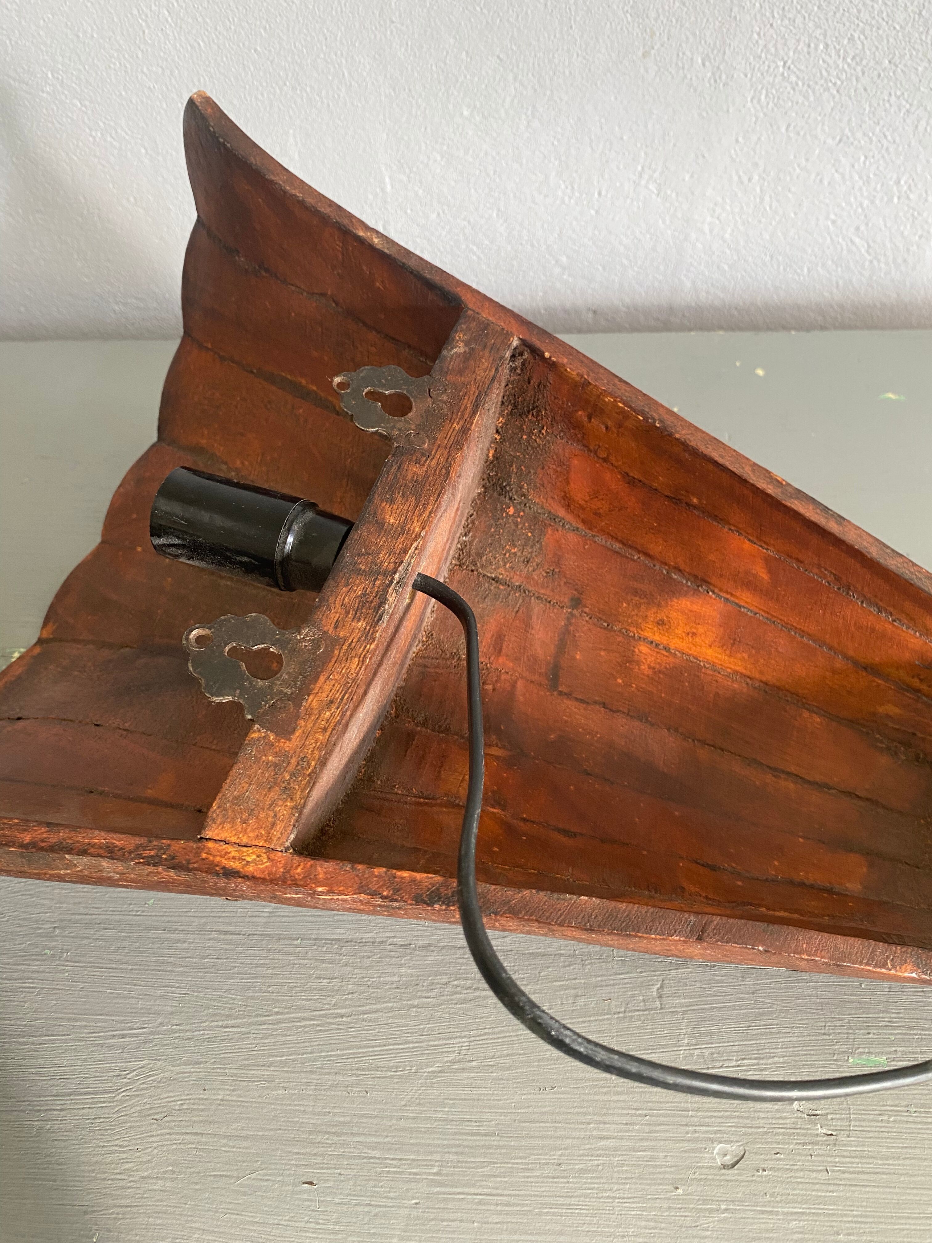 Asian wall lamp electrified wood