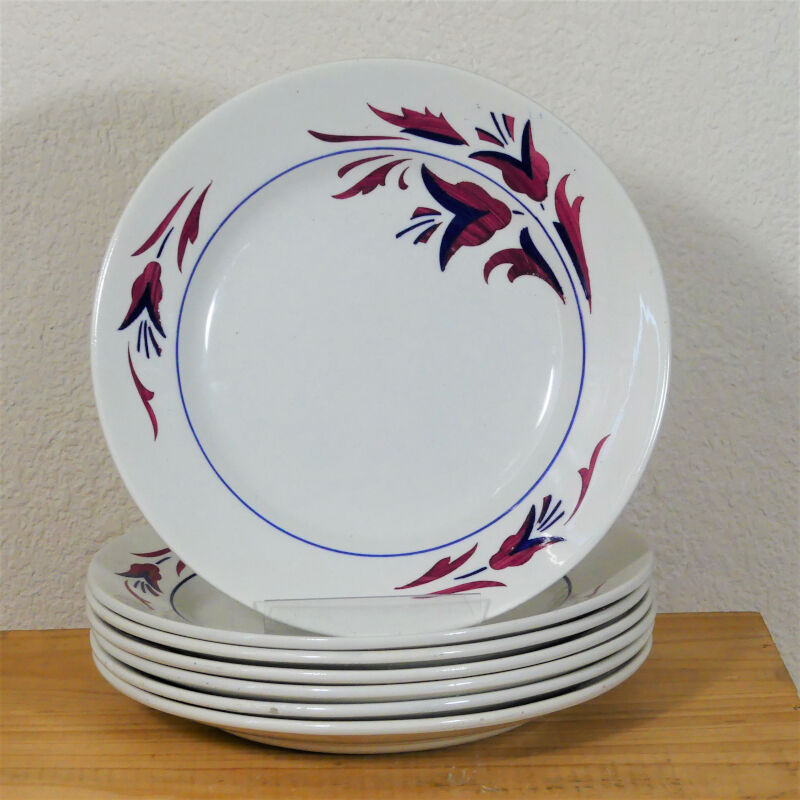 Seven flat plates model "Provence" Niderviller - Old plates Niderviller