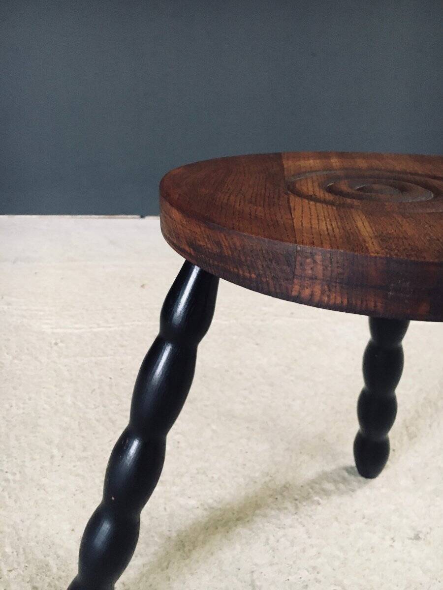 French Bobbin Tripod Stool, 1940s