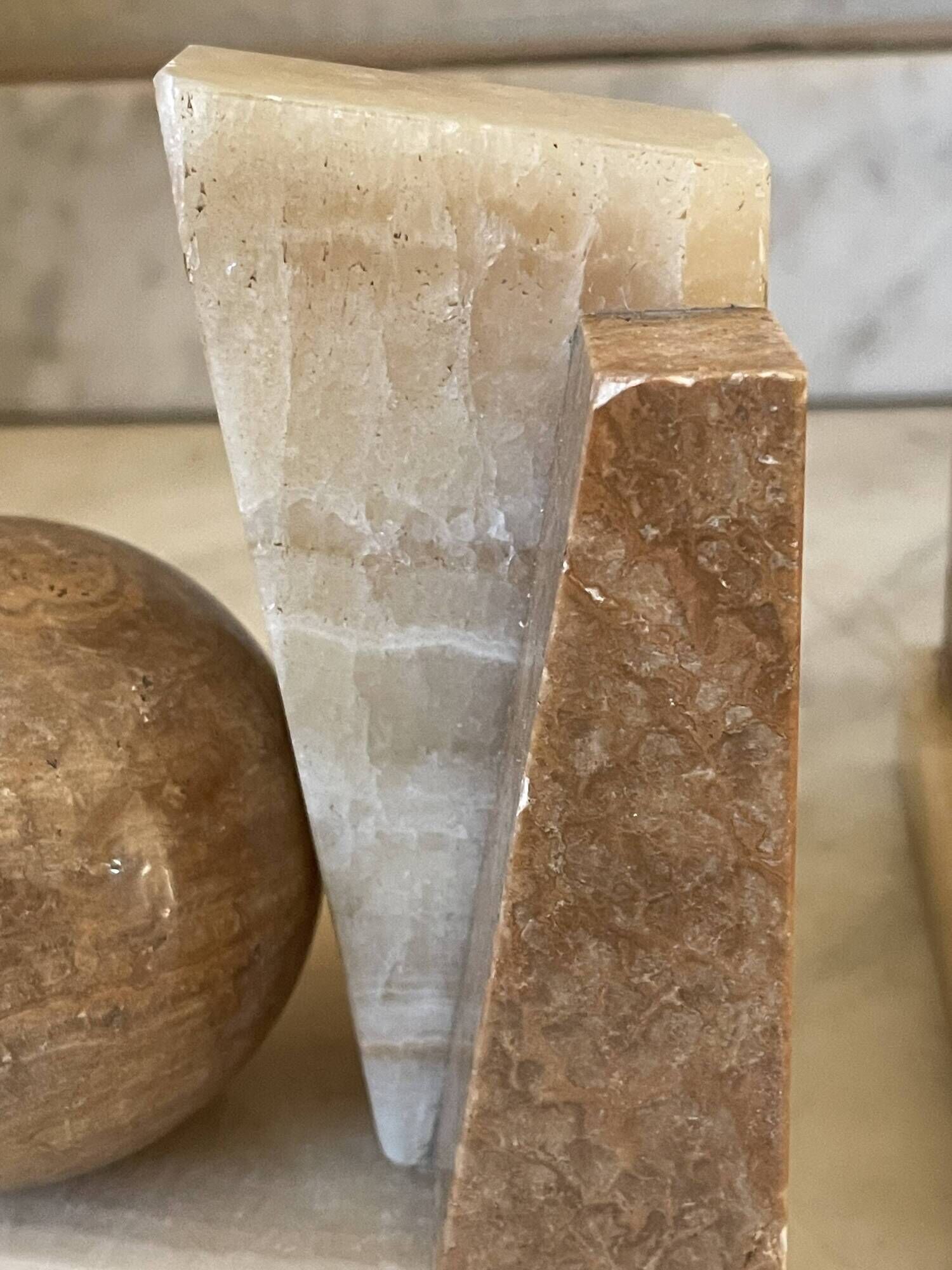 Pair of marble and onyx bookends