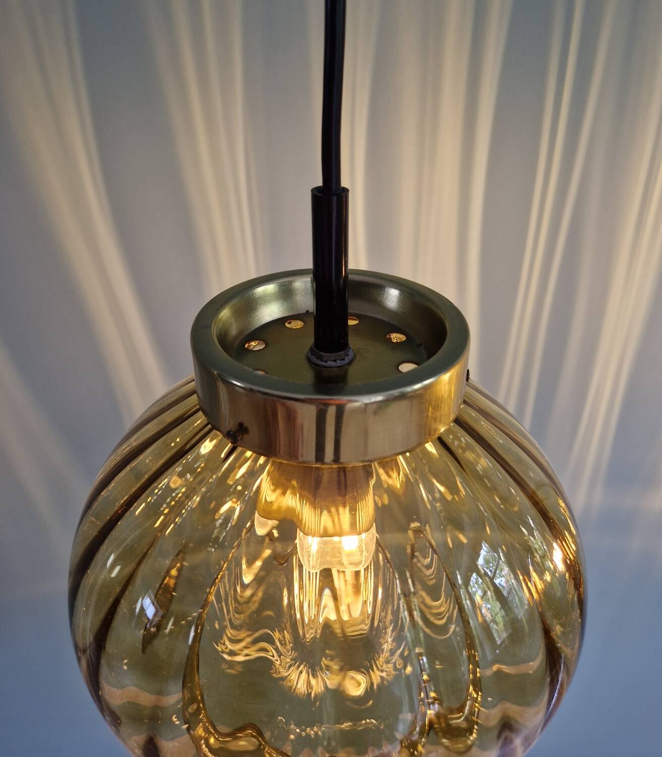 Set of 3 amber glass pendant lights, RAAK Amsterdam, 1970