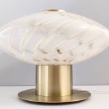 White Murano Glass and Brass Table Lamp, Italy, 1980s