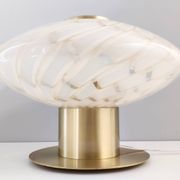 Lampe de table en verre de Murano blanc et laiton, Italie, années 1980