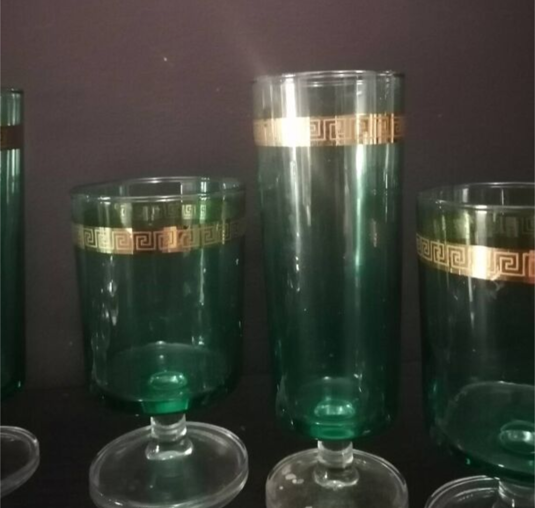 Set of Vintage Art Deco style Luminarc glasses.