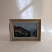 Tableau ancien - chalet à la montagne