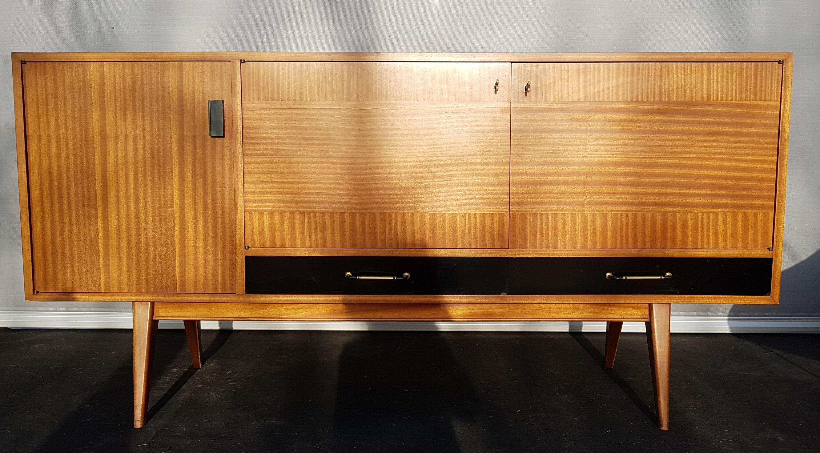 Sideboard in teck and formica black design Charles Ramos