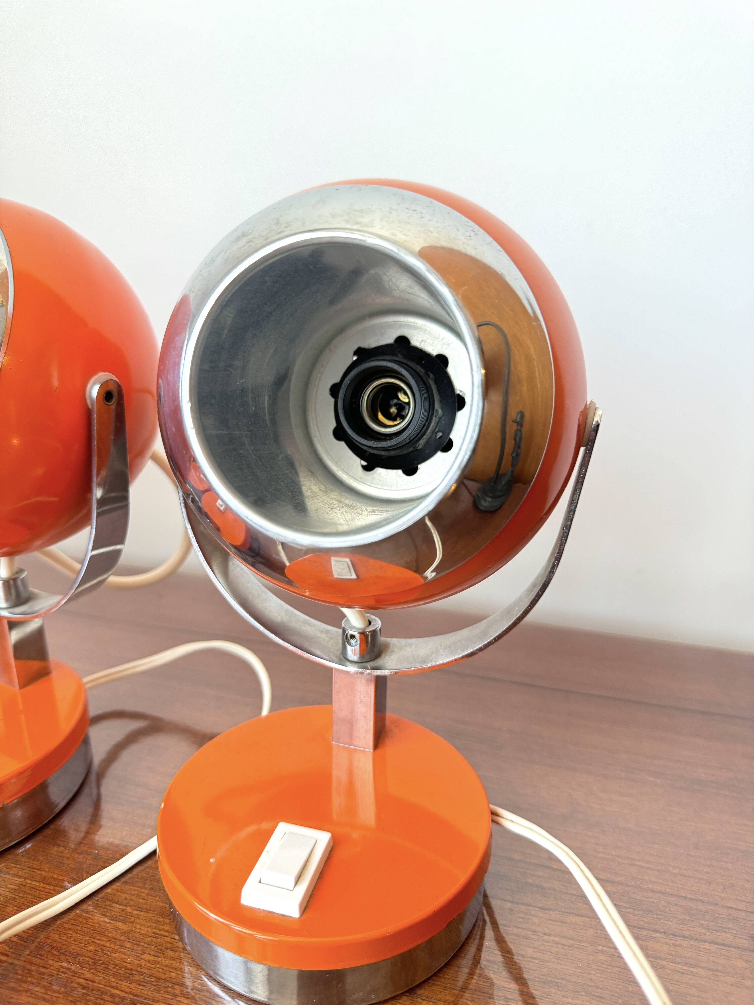 Set of 4 vintage 1970s eyeball lamps, Italy