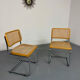 Set of 2 Italian cantilever chairs in cane Cesca 1970s,