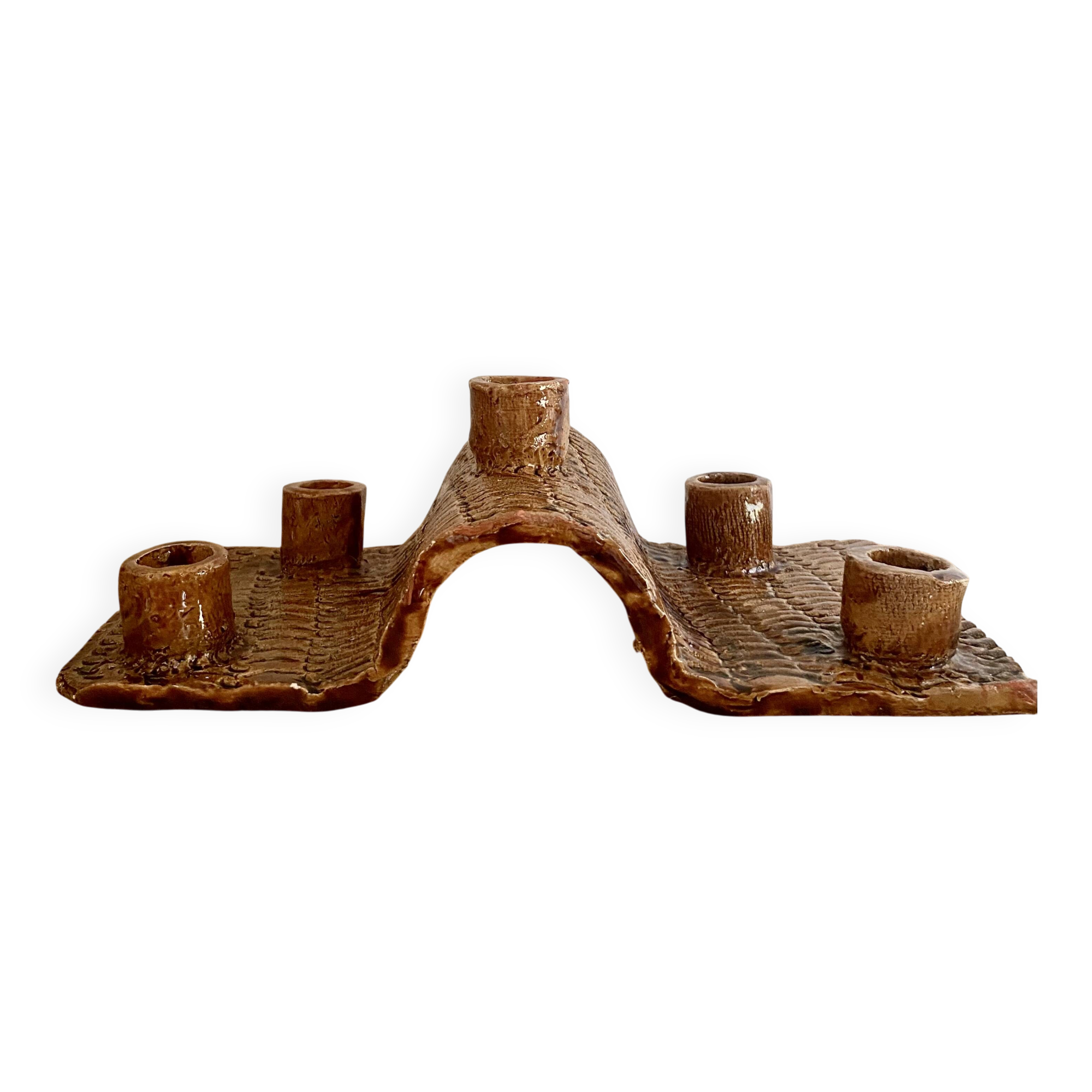 Terracotta candlestick with 5 holders, 1980s.