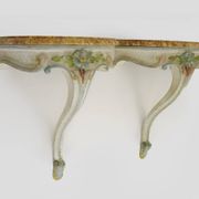 Pair of wall consoles Maison Jean Mocque in Paris in Louis XV style in lacquered polychrome wood