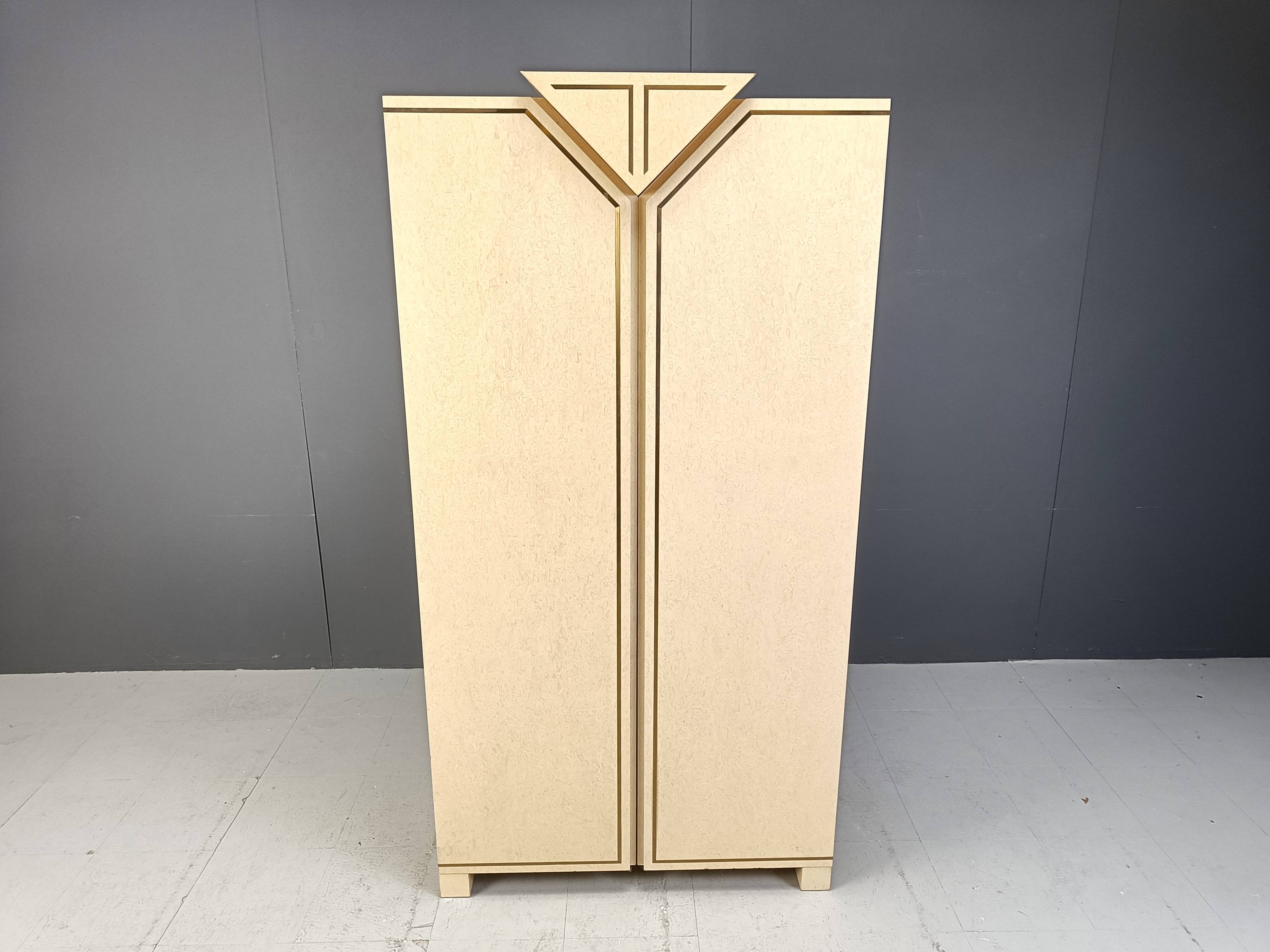 Vintage italian burl wood bar cabinet, 1970s