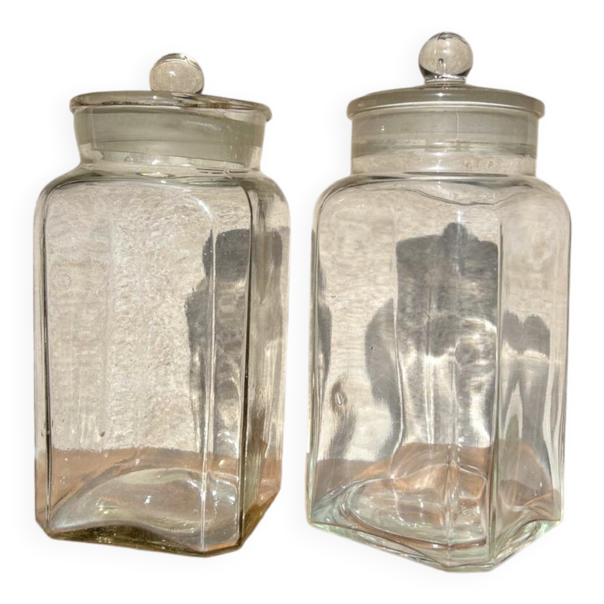 2 vintage glass jars