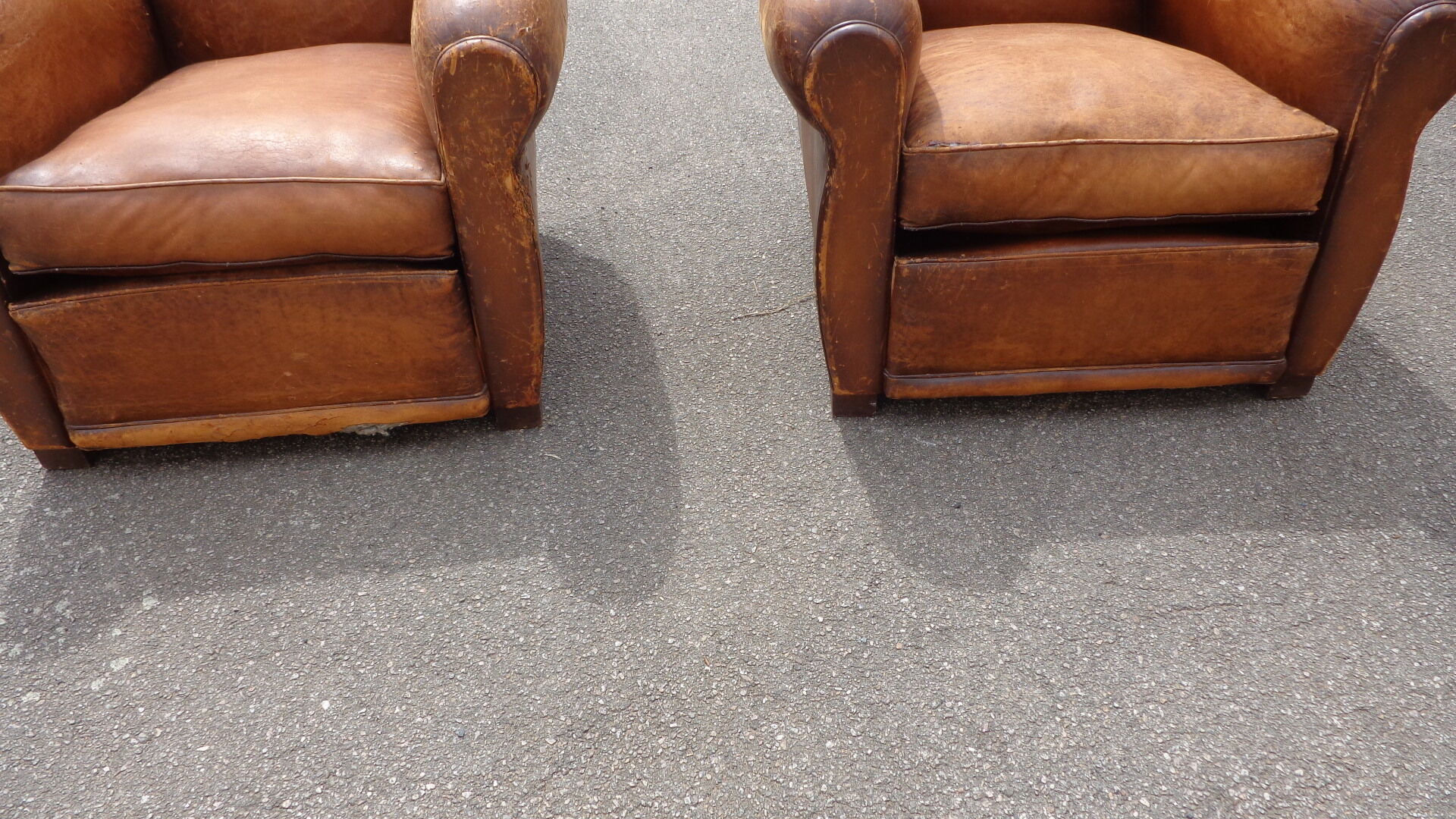Pair of leather club armchairs