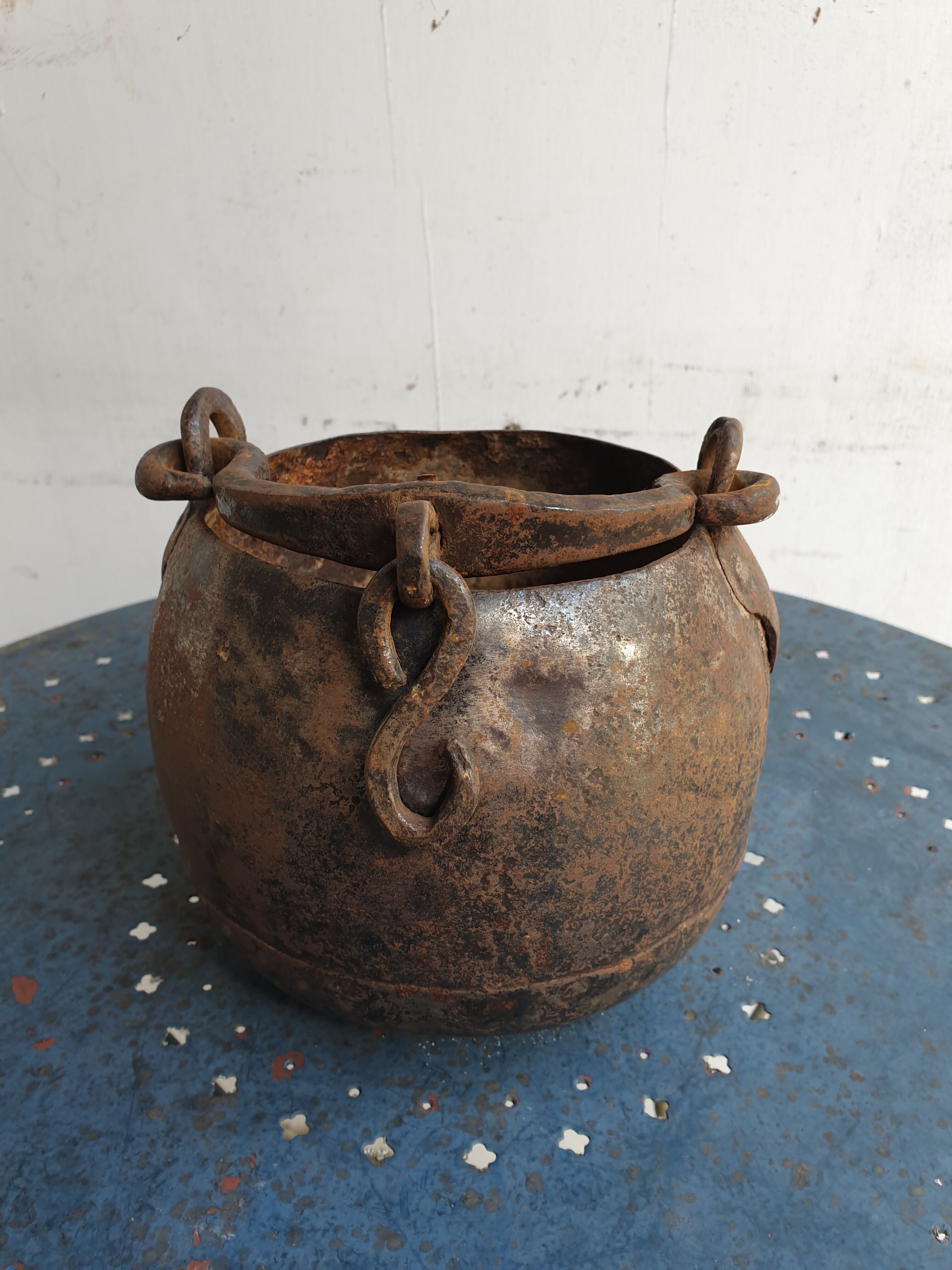 Old cast iron cauldron