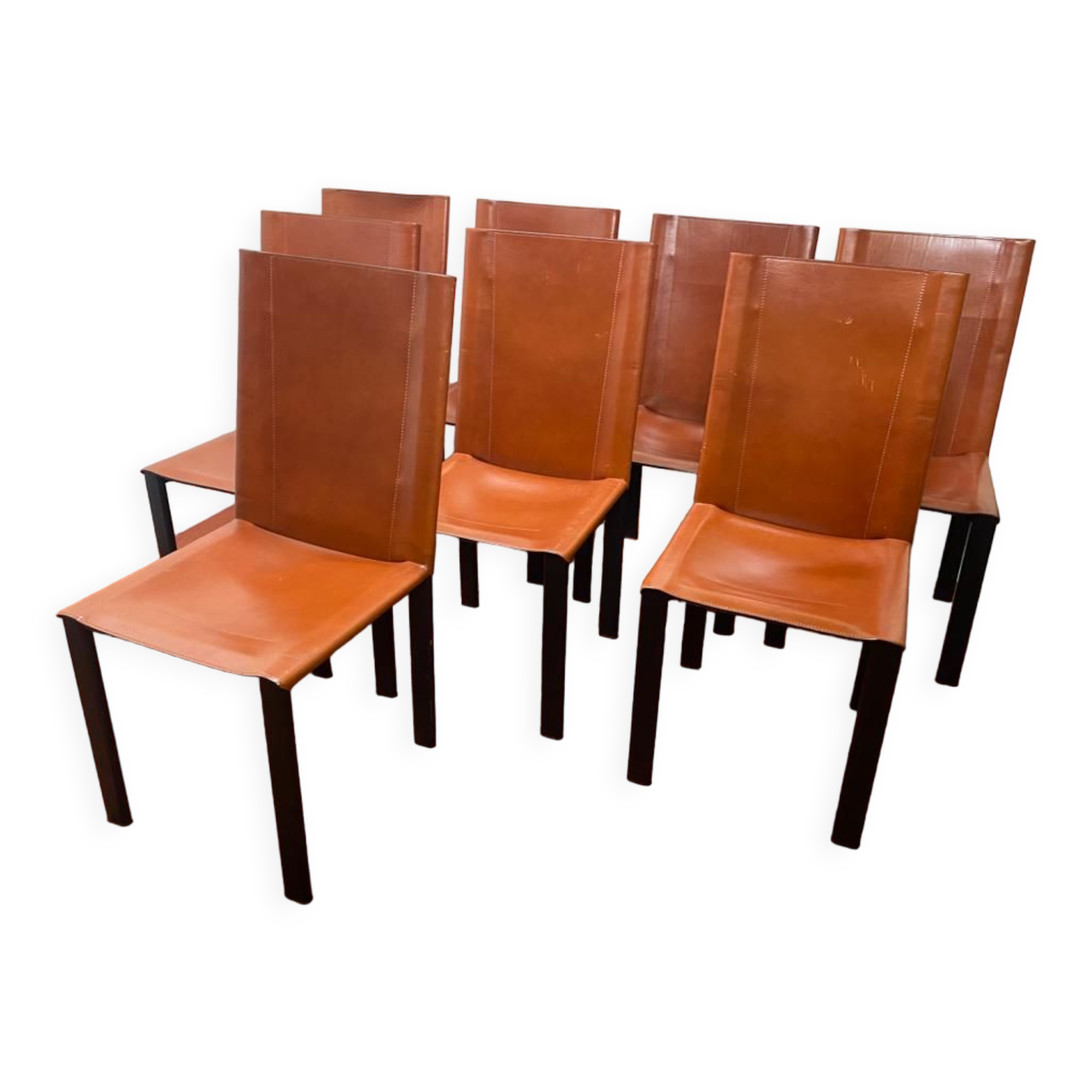 Chair Coral Mattéo Grassi in brown leather