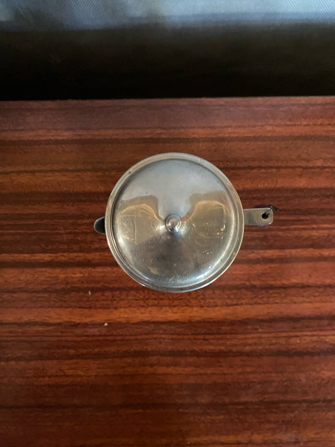 Antique TASSUNIC Teapot Silver Metal + Wooden Handle United France Vintage