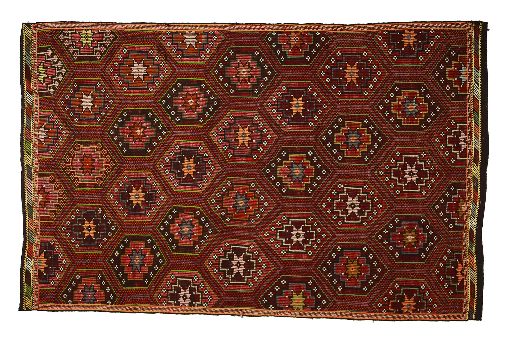 Anatolian handmade kilim rug 295 cm x 191 cm