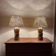 Vintage Bergboms Bitossi table lamps, ceramic with copper glaze, Sweden 1960s.