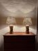Vintage Bergboms Bitossi table lamps, ceramic with copper glaze, Sweden 1960s.